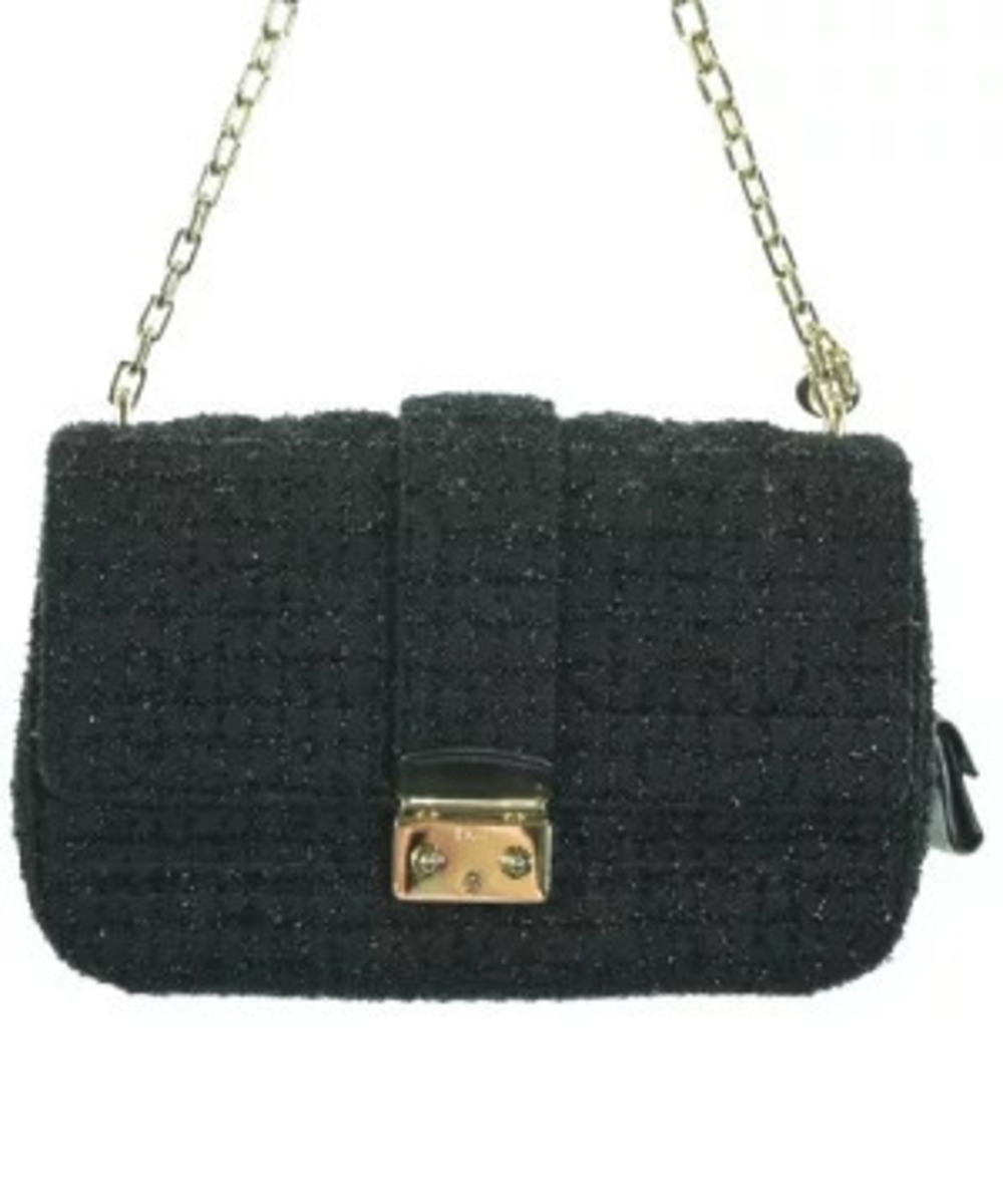 Christian Dior Miss Dior flap bag quilted tweed chain strap Black